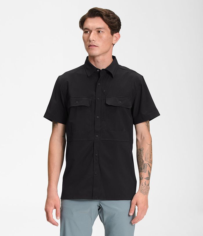 The North Face Shirt Sniktau Short Sleeve Sun Black - Mens - Thailand UTQRY-9635